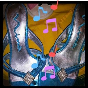 Nina🎁 Teal glam/metallic  sandals👠
